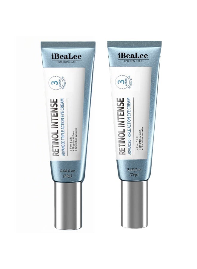 iBealee 2-PACKS Retinol Intense Advanced Triple Action Eye Cream｜Deeply Nourish and Repair the Skin Around the Eyes 20g*2 - Image 1